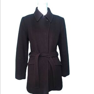 Nine West Merino Wool Plum Pea Coat M